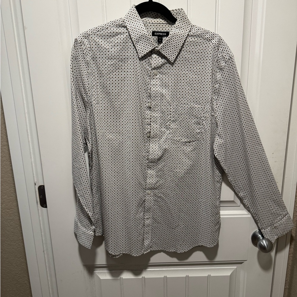 Express Black and White Geometric Shirt